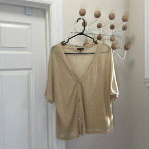 MASSIMO Dutti Linen Short Sleeve Button Down Neutral Cream